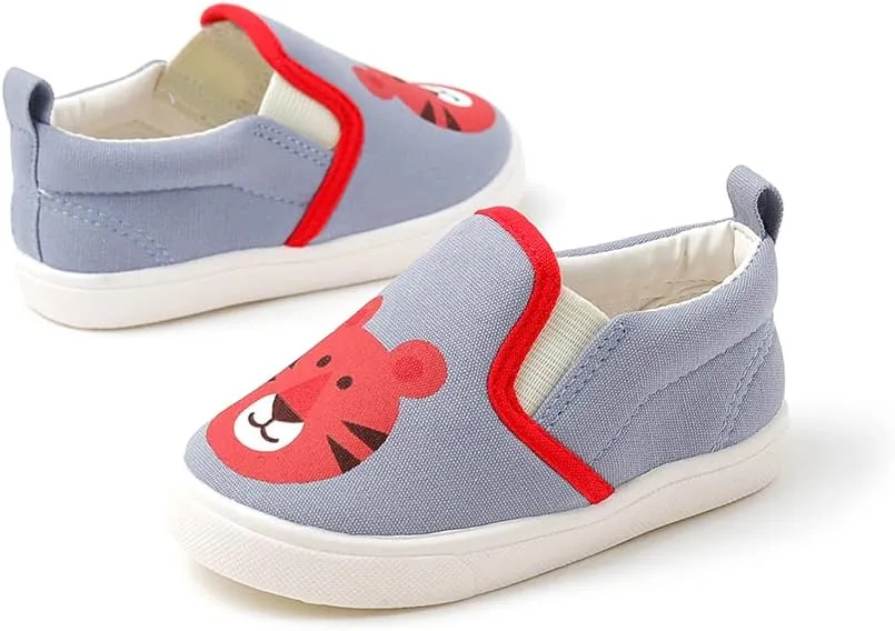 Ozkiz 'Zoo' Animal Slip-On Shoes for Girls Boys Toddler Little Kids_Blue, Pink, Beige, Yellow, Grey US Size 7-11_