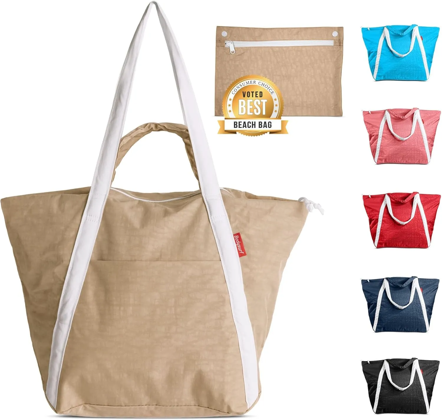 Packable Beach Bag Waterproof Sandproof - Lightweight & Foldable Travel Tote for Summer, Pool, Boat, Vacation, Gym