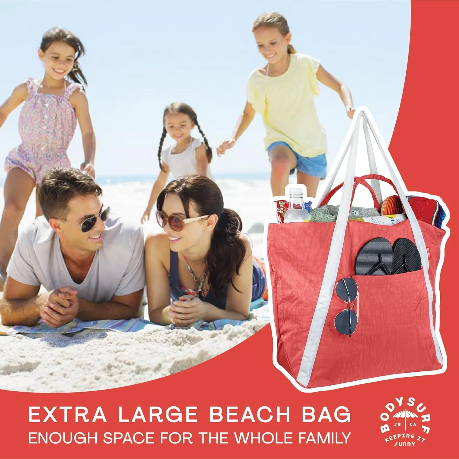 Packable Beach Bag Waterproof Sandproof - Lightweight & Foldable Travel Tote for Summer, Pool, Boat, Vacation, Gym
