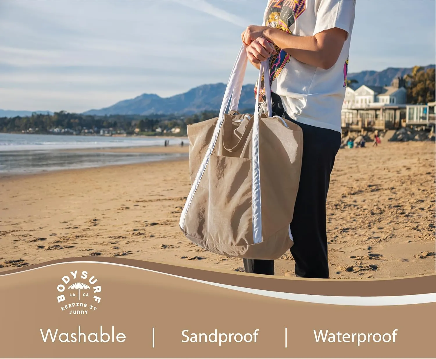 Packable Beach Bag Waterproof Sandproof - Lightweight & Foldable Travel Tote for Summer, Pool, Boat, Vacation, Gym