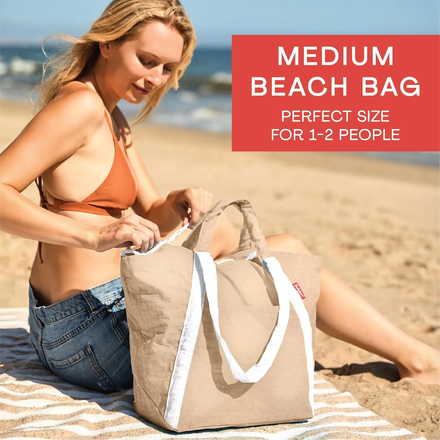 Packable Beach Bag Waterproof Sandproof - Lightweight & Foldable Travel Tote for Summer, Pool, Boat, Vacation, Gym
