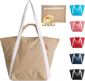 Packable Beach Bag Waterproof Sandproof - Lightweight & Foldable Travel Tote for Summer, Pool, Boat, Vacation, Gym