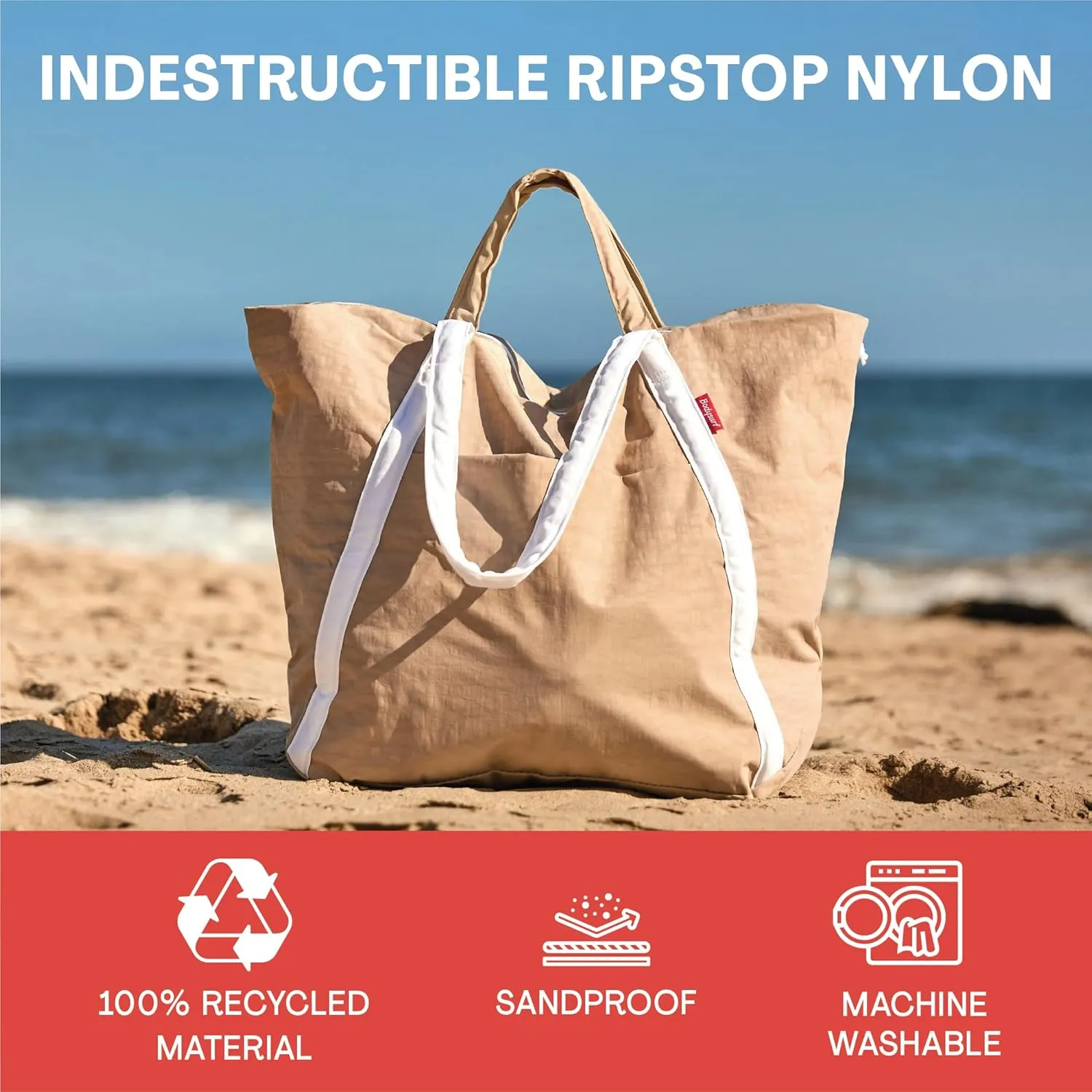 Packable Beach Bag Waterproof Sandproof - Lightweight & Foldable Travel Tote for Summer, Pool, Boat, Vacation, Gym