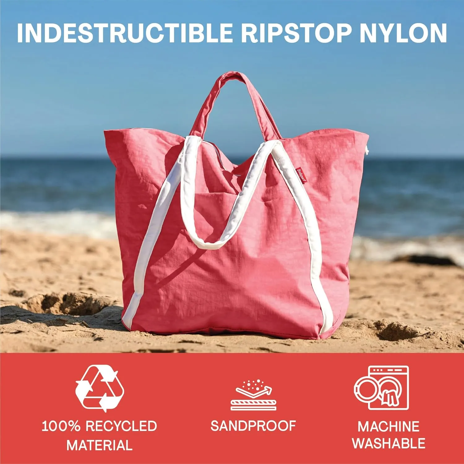 Packable Beach Bag Waterproof Sandproof - Lightweight & Foldable Travel Tote for Summer, Pool, Boat, Vacation, Gym