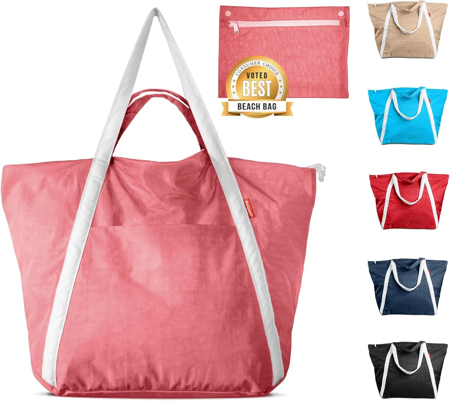 Packable Beach Bag Waterproof Sandproof - Lightweight & Foldable Travel Tote for Summer, Pool, Boat, Vacation, Gym