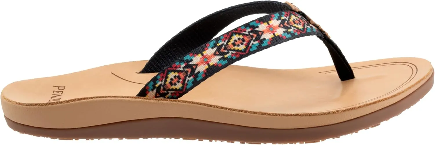 PENDLETON Women's Fire Legend Flip-Flop, Vibrant Fabric Upper, Rubber Sole, Cushioned Leather-Lined Footbed