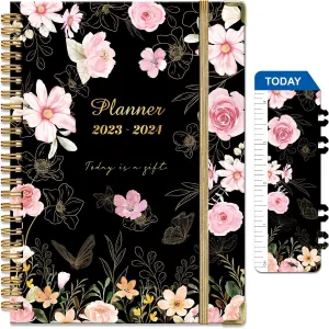 Planner 2023-2024 - July 2023-June 2024 Academic Planner Weekly Monthly Planner Twin-Wire Binding Hardcover 2023 Planner with Elastic Closure Monthly Tabs Thick Paper Round Corner