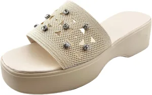 Platform Sandals Women Fasciitis Arch Support Cushion Slippers Comfortable Slip-On Open Toe Summer Sandals Casual Walking Slippers