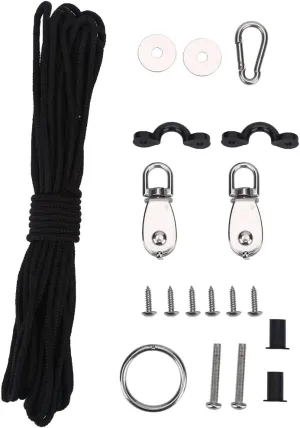 plplaaoo Stable Kayak Canoe Anchor Trolley Kit System with Pulley Pad Eye Ring Hook Accessory Set for Kayak Boat Mooring Stainless Steel Nylon 10m Rope 215g