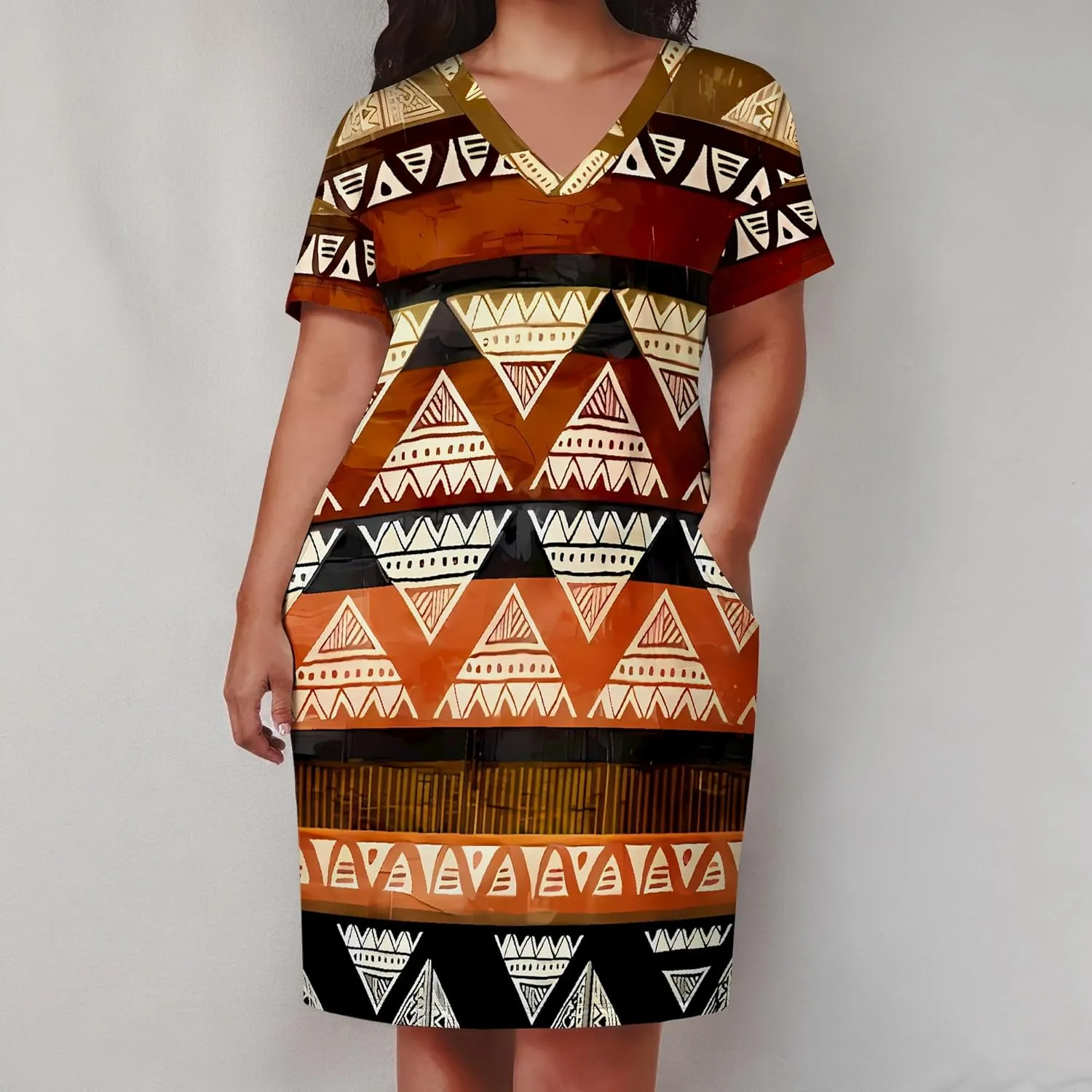 Plus Size Tshirt Dresses for Curvy Women African Attire Dress Midi T Shirt Sundress Oversized Dresses with Pocket