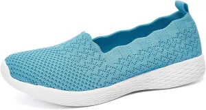 poemlady Women's Slip on Loafer Shoes - Mesh Casual Ballet Flat Nurse Walking Sneakers Knit Round Toe Memory Foam Casual Shoes