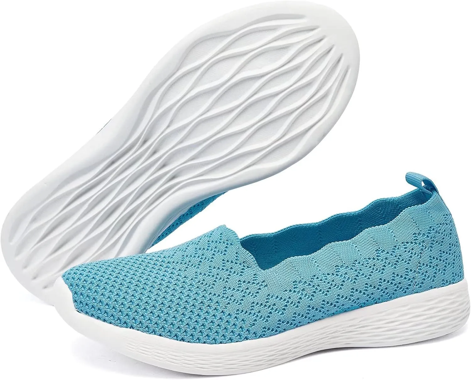poemlady Women's Slip on Loafer Shoes - Mesh Casual Ballet Flat Nurse Walking Sneakers Knit Round Toe Memory Foam Casual Shoes
