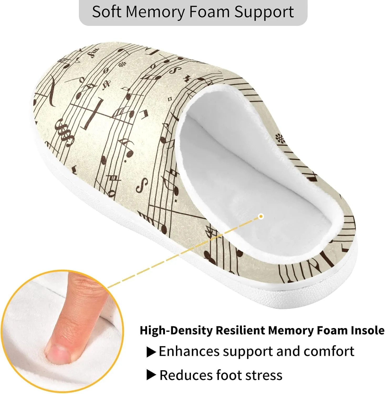 Poeticcity Unisex Memory Foam House Slippers Non-Skid Soft Warm Sole Coral Fleece Slip-on Closed Toe Hand Free Shoes for Bedroom Travel 6-17