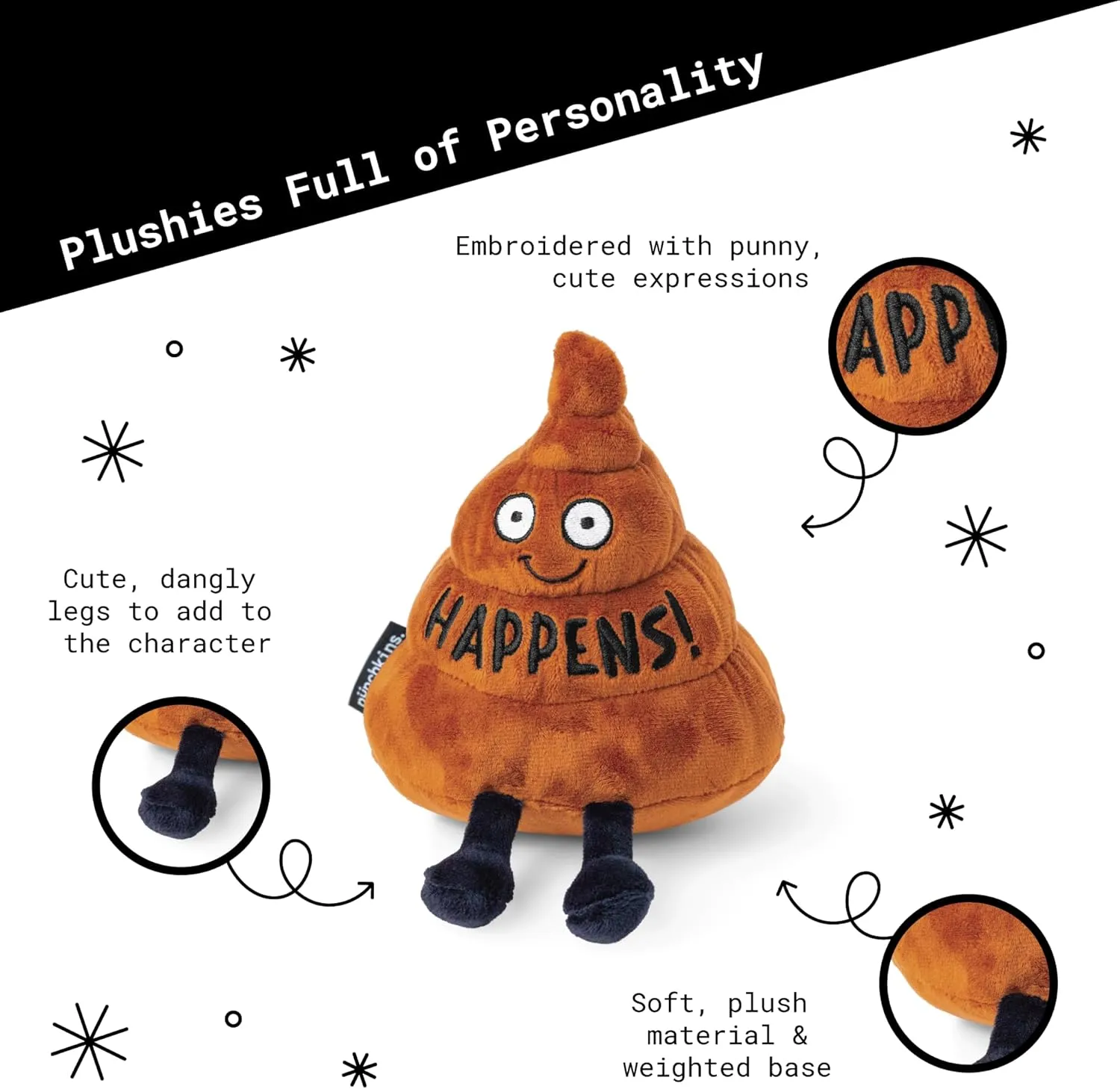 Poop Plushie - It Happens Sassy Poop Plush, Funny & Cute Plush Toy for Gifting