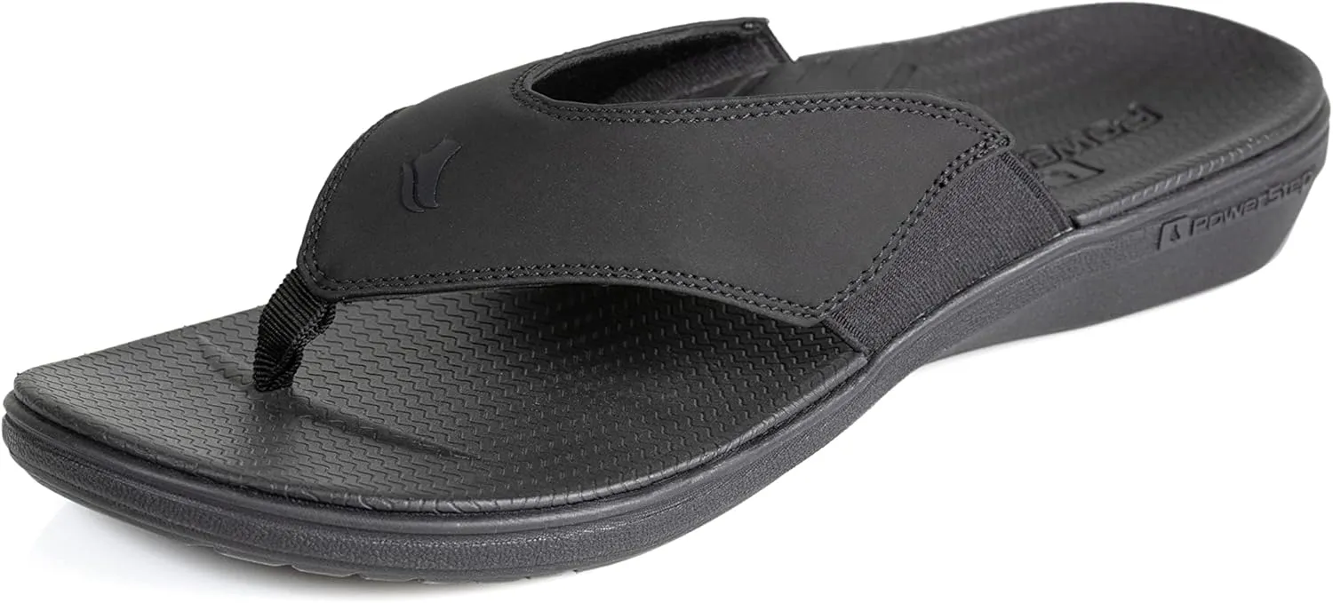 PowerStep Men's Arch Support Orthotic Flip Flop Sandals with Shock Absorbing Sole, Lightweight Non-Slip Tread