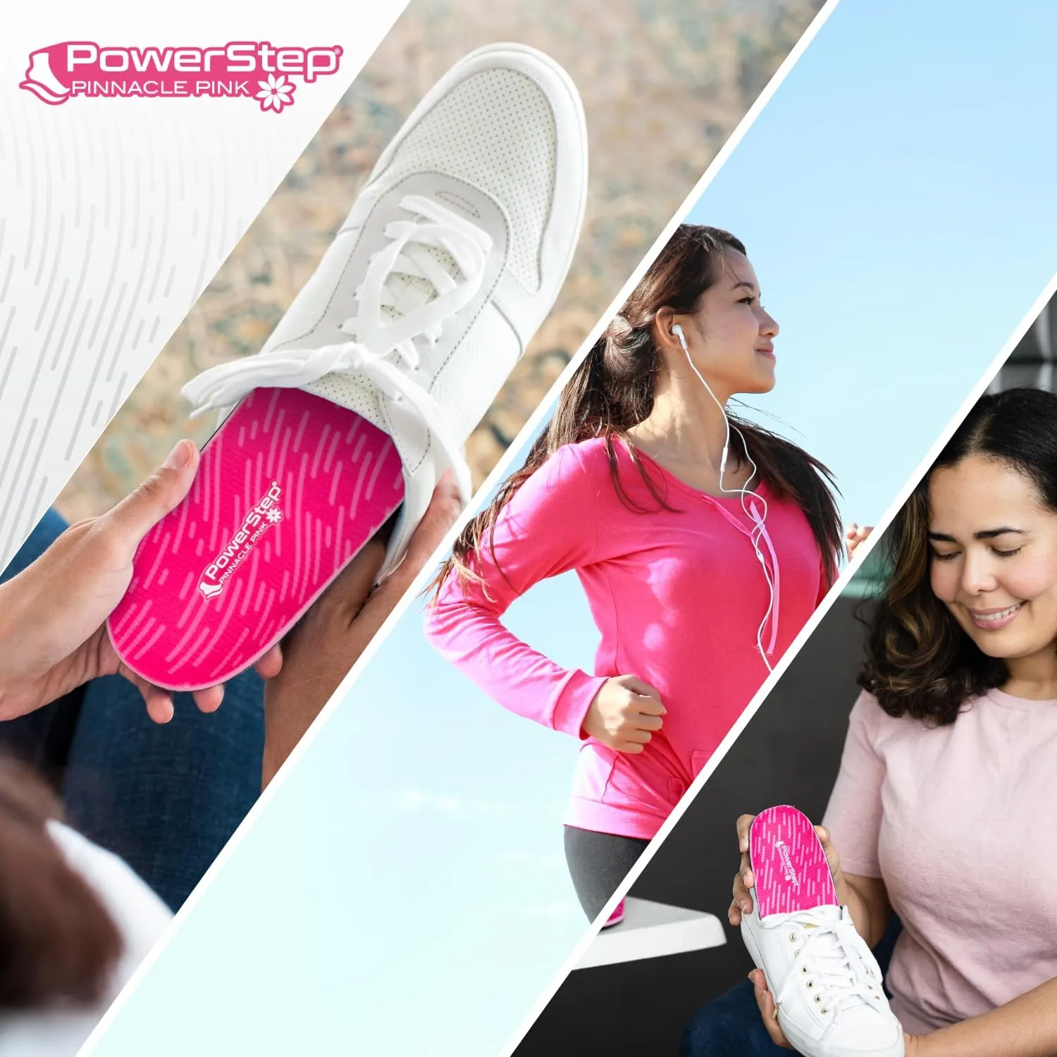 PowerStep Pinnacle Pink Orthotics for Women - Arch Support Inserts for Plantar Fasciitis Relief- Made in USA- Maximum Cushioning Arch Support, Deep Heel Cup for Pronation (W 9-9.5, M 7-7.5)