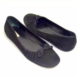 PRADA RUCHED SUEDE RIBBON BOW BALLET FLATS