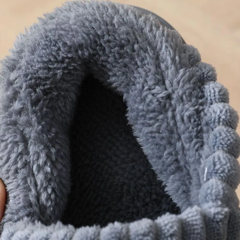 Premium Comfort Houndstooth Thermal Closed Back Non Slip Men's Fuzzy House Slippers Inddor Soft Warm Furry Shoes