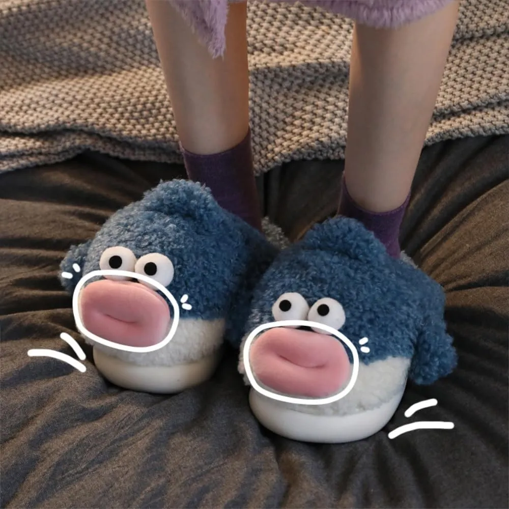 Premium Comfort Thermal Adorable Pufferfish Non Slip Women's Fuzzy House Slippers Indoor Soft Warm Cute Home Shoes