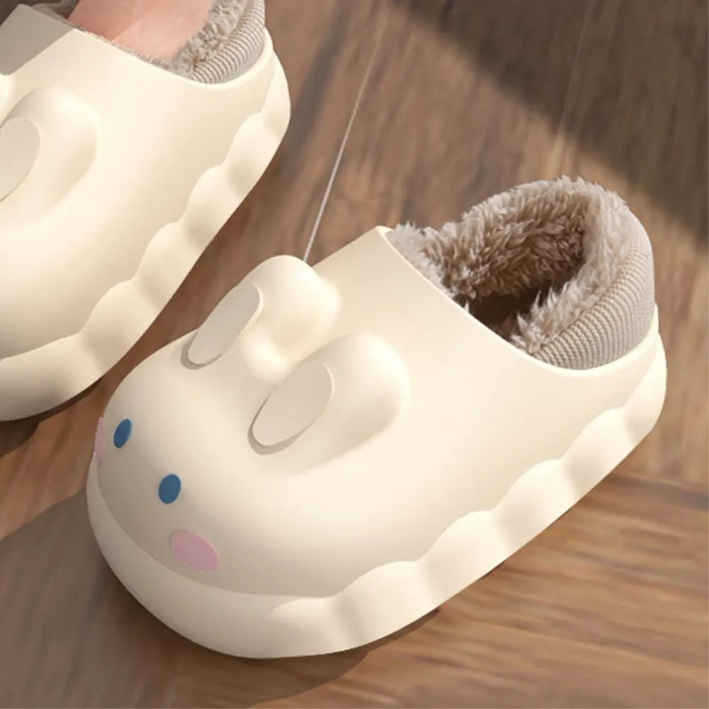 Premium Comfort Thermal Cute Rabbit Non Slip Women's Fuzzy House EVA Slippers Indoor Soft Extra Warm Kawaii Shoes