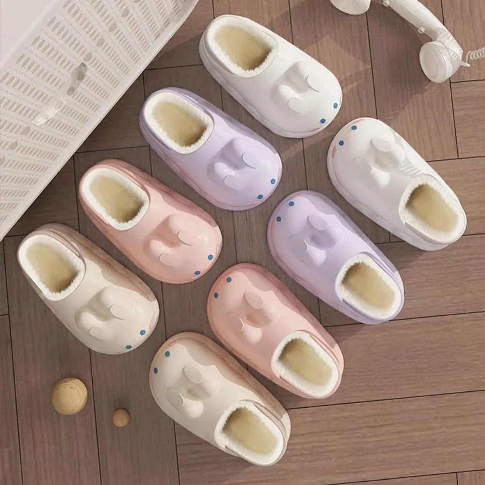 Premium Comfort Thermal Cute Rabbit Non Slip Women's Fuzzy House EVA Slippers Indoor Soft Extra Warm Kawaii Shoes