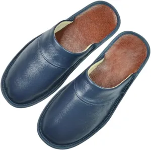 Premium Comfort Thermal Full Leather Non Slip Men's House Slippers Inddor Outdoor Soft Warm Shoes Plus Size