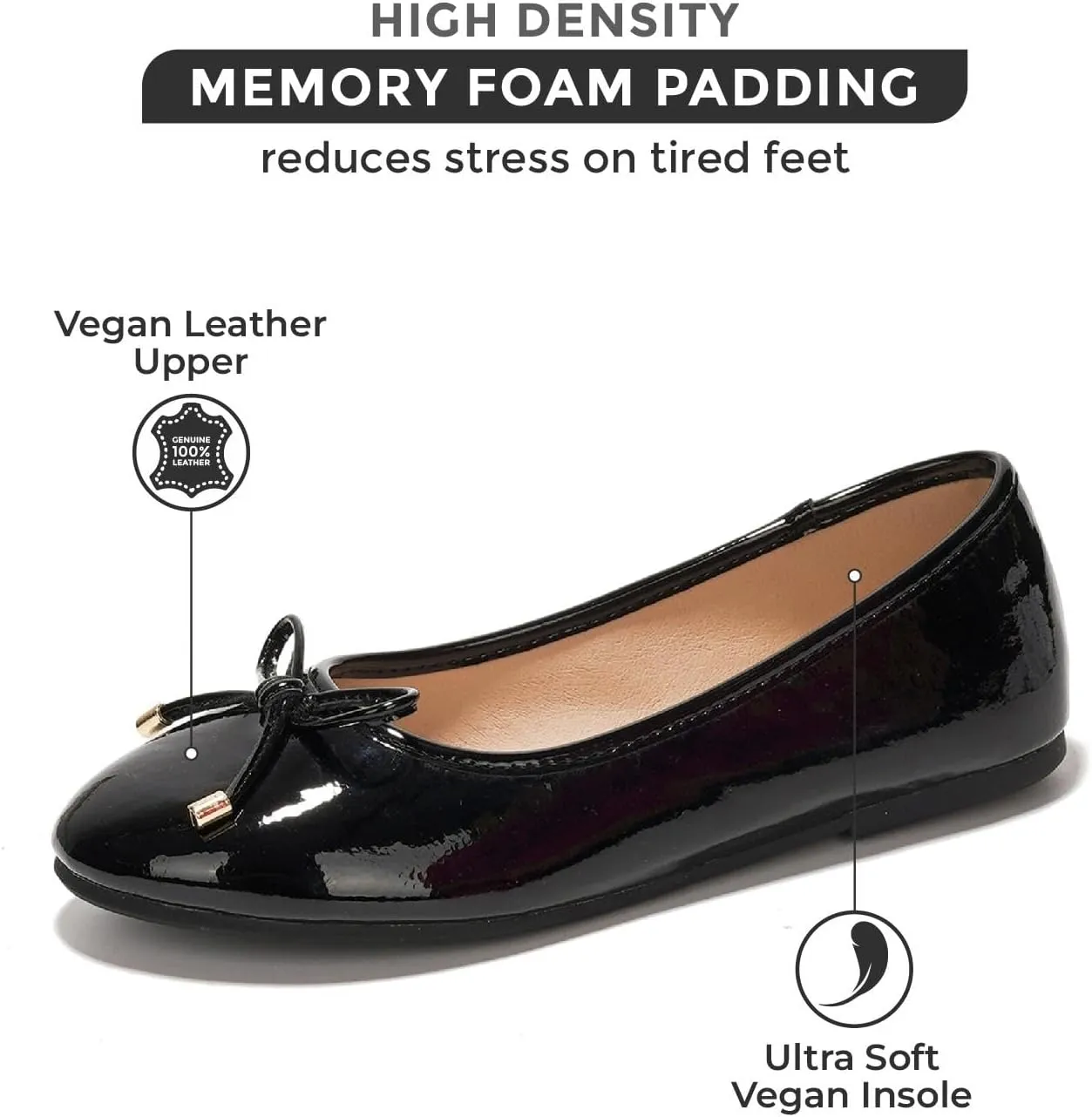Project Cloud Ballet Flats Shoes for Women, Casual Womens Shoes Dressy w/Memory Foam Insole, for Mom Flats for Women Footwear, Womens Dresses Shoes (Ellison)