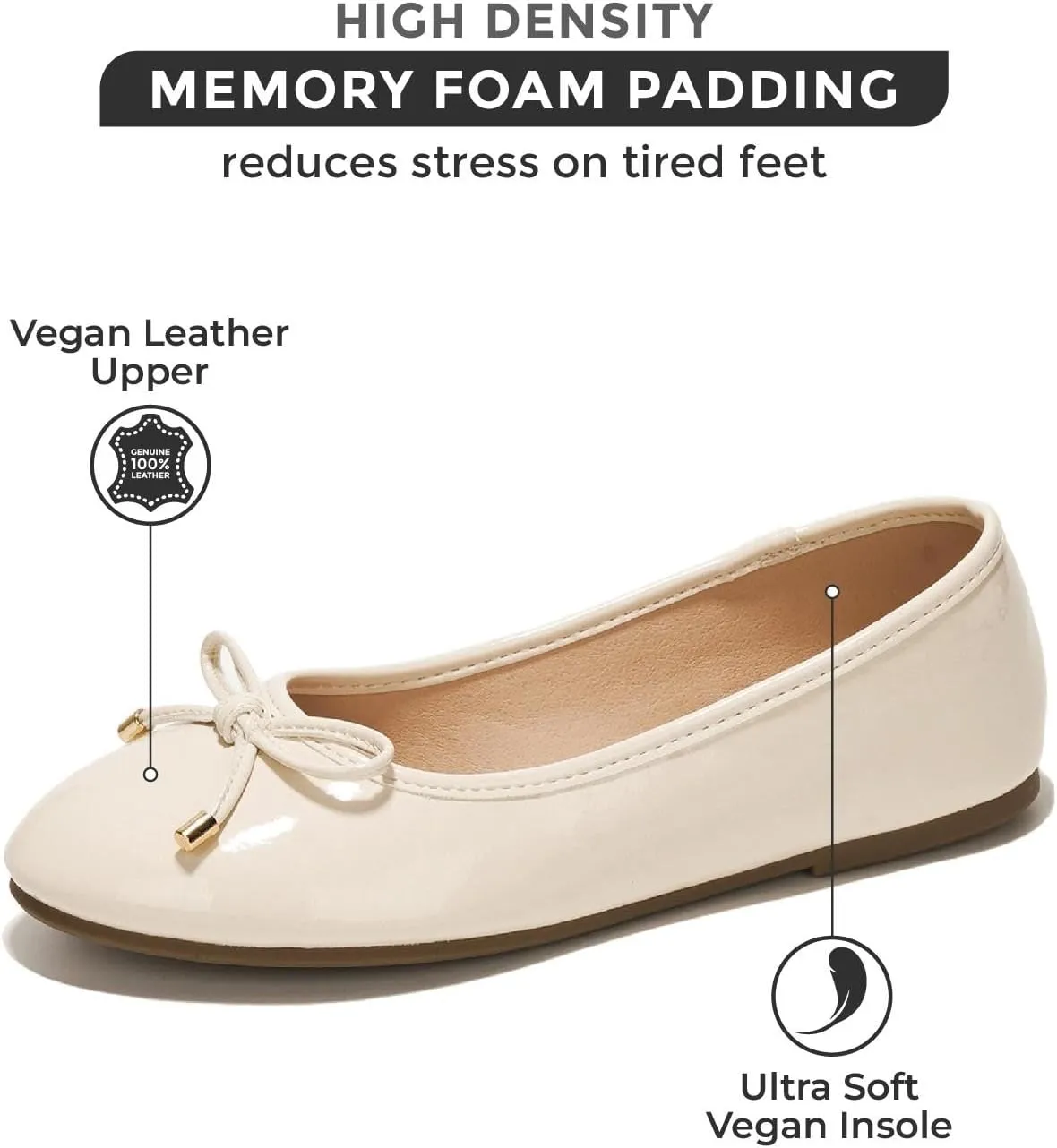 Project Cloud Ballet Flats Shoes for Women, Casual Womens Shoes Dressy w/Memory Foam Insole, for Mom Flats for Women Footwear, Womens Dresses Shoes (Ellison)