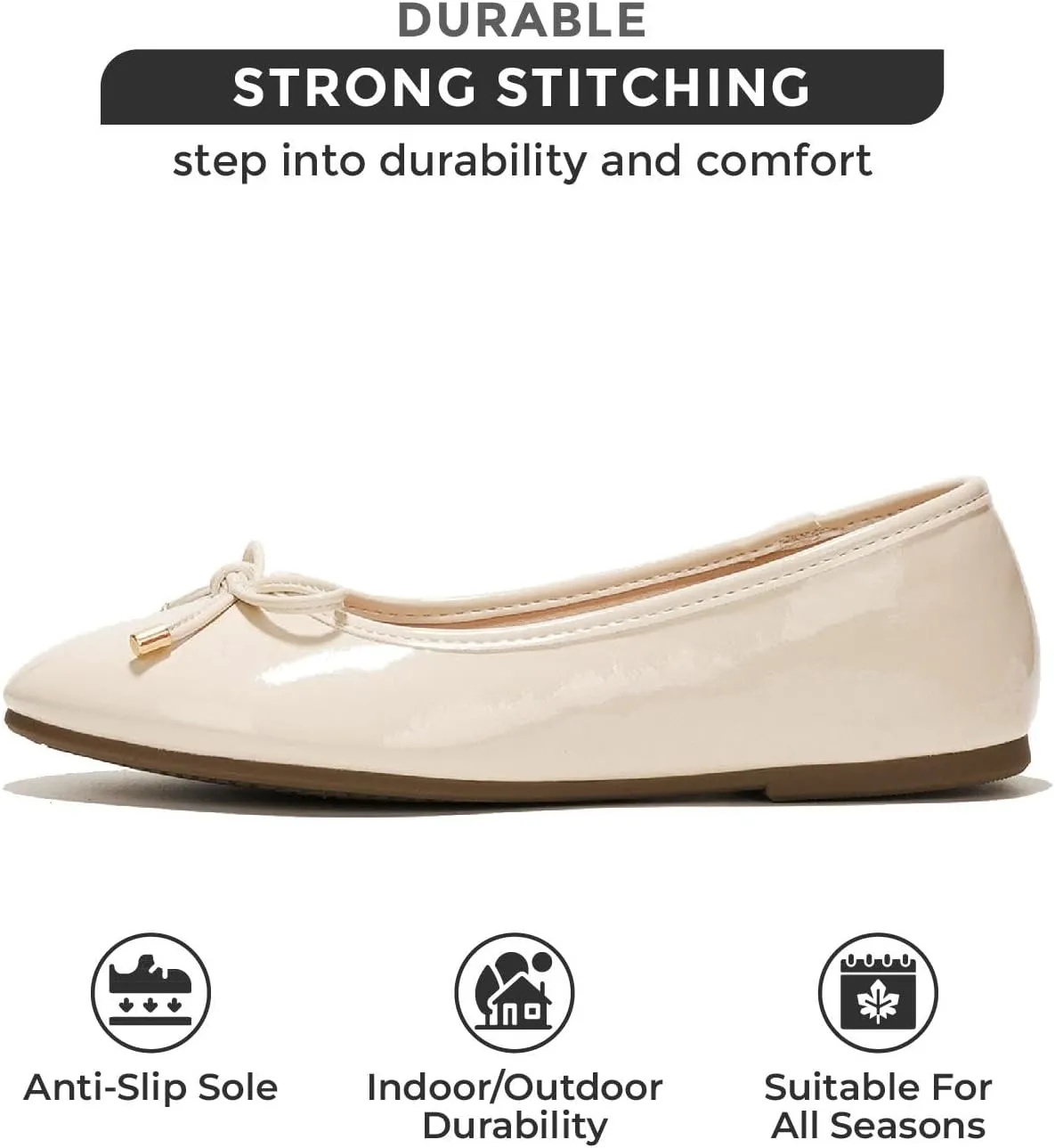 Project Cloud Ballet Flats Shoes for Women, Casual Womens Shoes Dressy w/Memory Foam Insole, for Mom Flats for Women Footwear, Womens Dresses Shoes (Ellison)