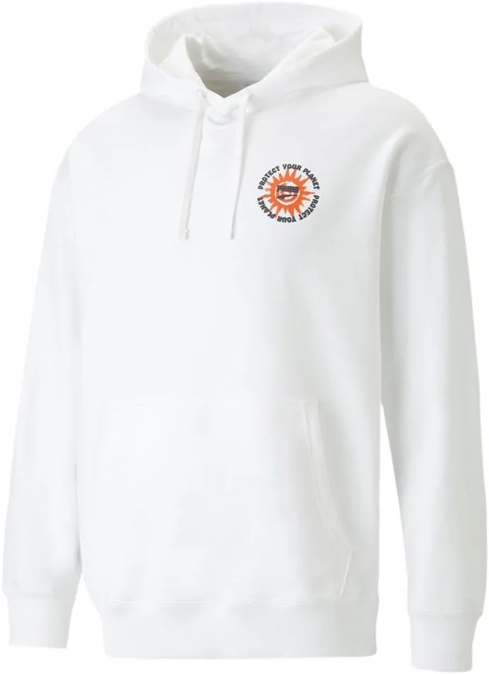 PUMA Mens Downtown Graphic Hoodie Casual Outerwear Casual Drawstring - White - Size S