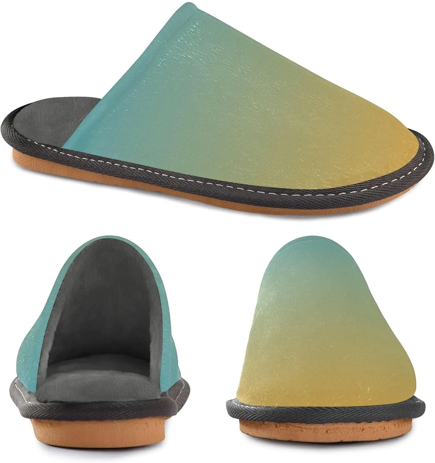 Purple Yellow Gradient House Slippers for Women Men Non-Slip Slip On Slippers