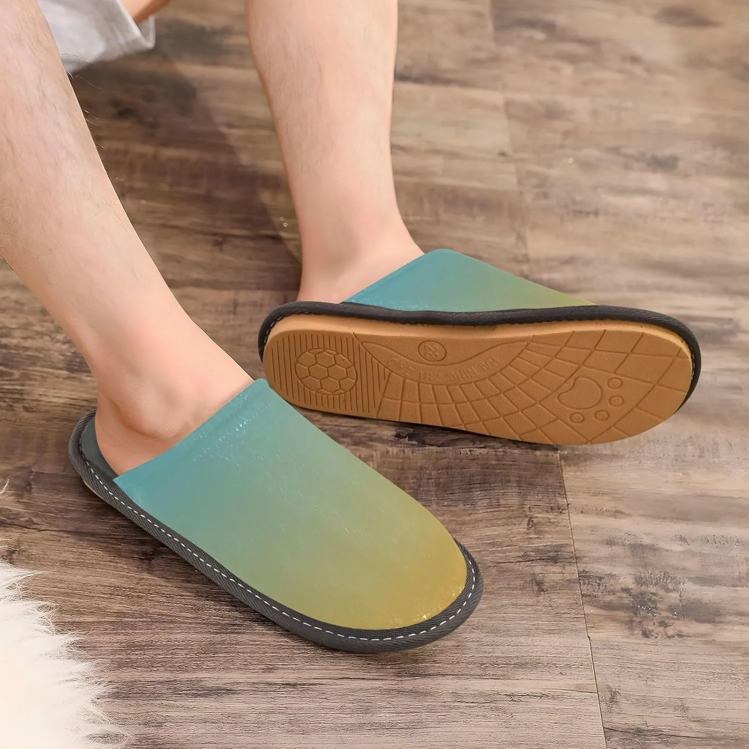Purple Yellow Gradient House Slippers for Women Men Non-Slip Slip On Slippers