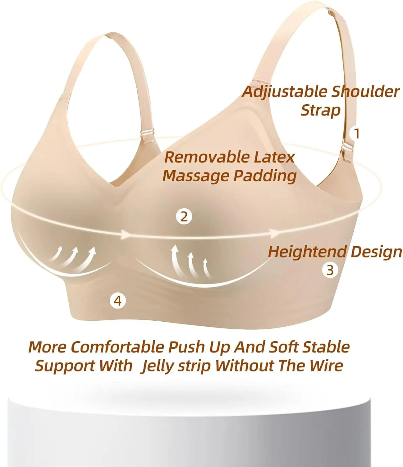 Push Up Bras for Women Wireless Bra Silicone Soft Support Seamless Comfortable Wire Free Bralette Small to Plus Size
