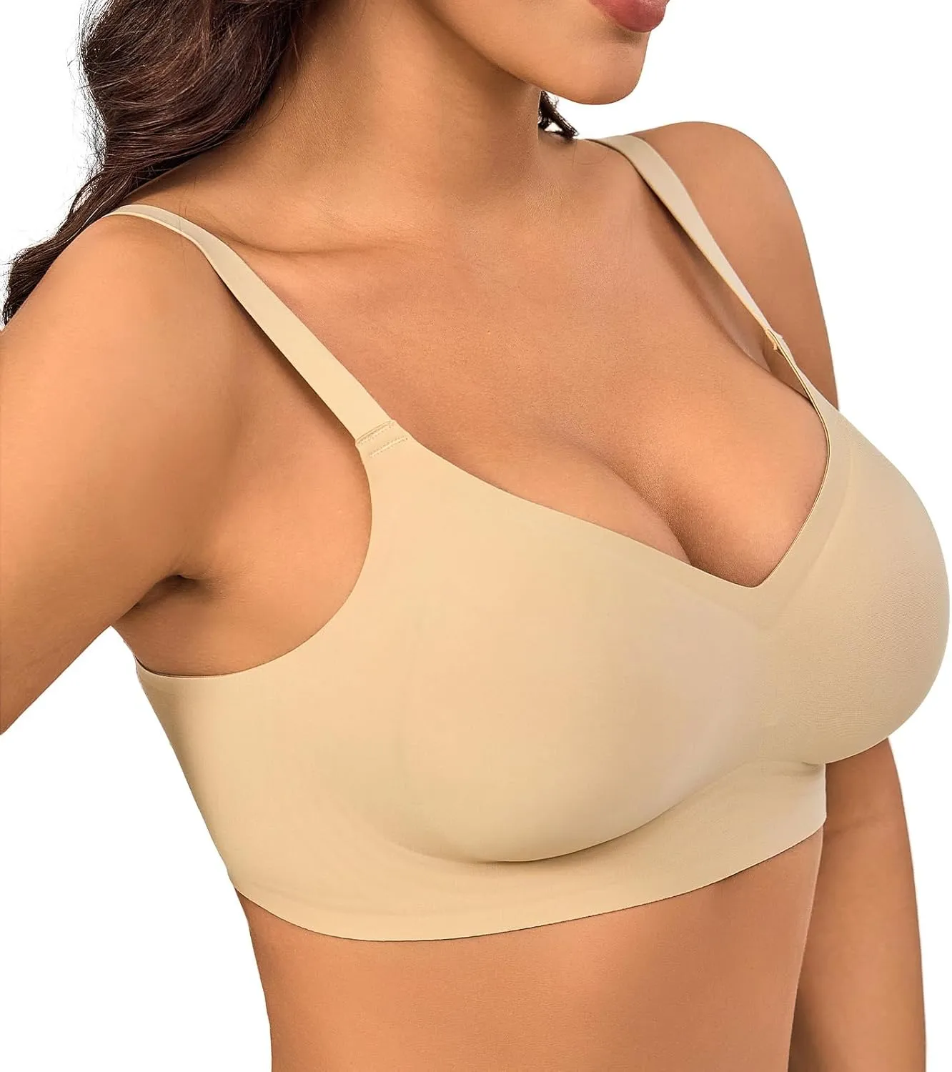 Push Up Bras for Women Wireless Bra Silicone Soft Support Seamless Comfortable Wire Free Bralette Small to Plus Size