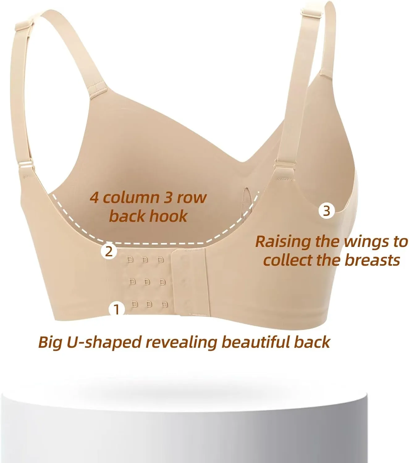 Push Up Bras for Women Wireless Bra Silicone Soft Support Seamless Comfortable Wire Free Bralette Small to Plus Size