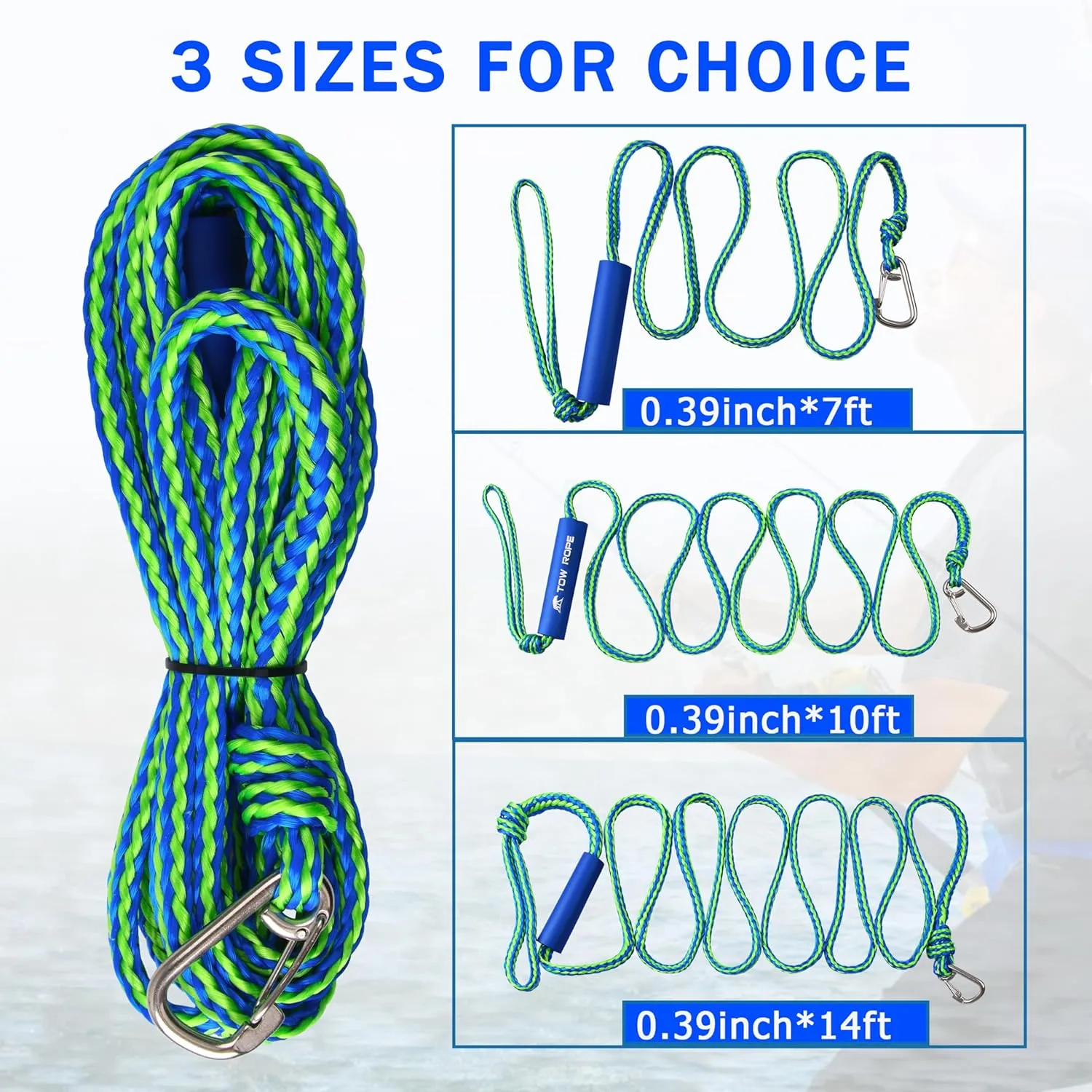 PWC Dock Lines Mooring Rope Bungee Dock Lines with Foam Float for Jet Ski, Personal Watercraft, Kayak, SeaDoo, Boat, Pontoon Bungee Docking Line Boat Rope 7FT 10FT 14FT