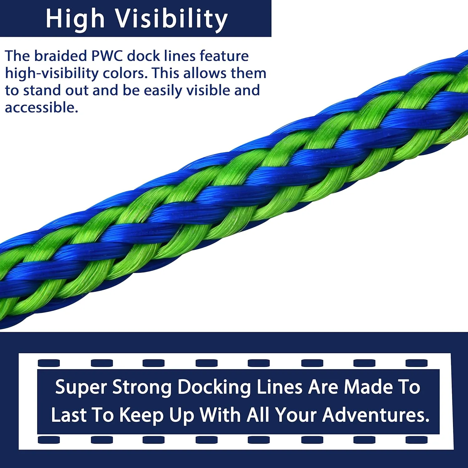 PWC Docking Lines Boat Rope Mooring, 7FT 10FT 14FT Dock Rope Jet Ski Mooring Rope Dock Tie Boat Accessories for Pontoon, Kayak Tow Rope with 316 Stainless Steel Clip