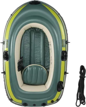 Qiilu Inflatable Boat, Green Pvc Inflatable Two Person Rowing Air Boat Fishing Drifting Diving Tool Fit, For Surfing Traveling