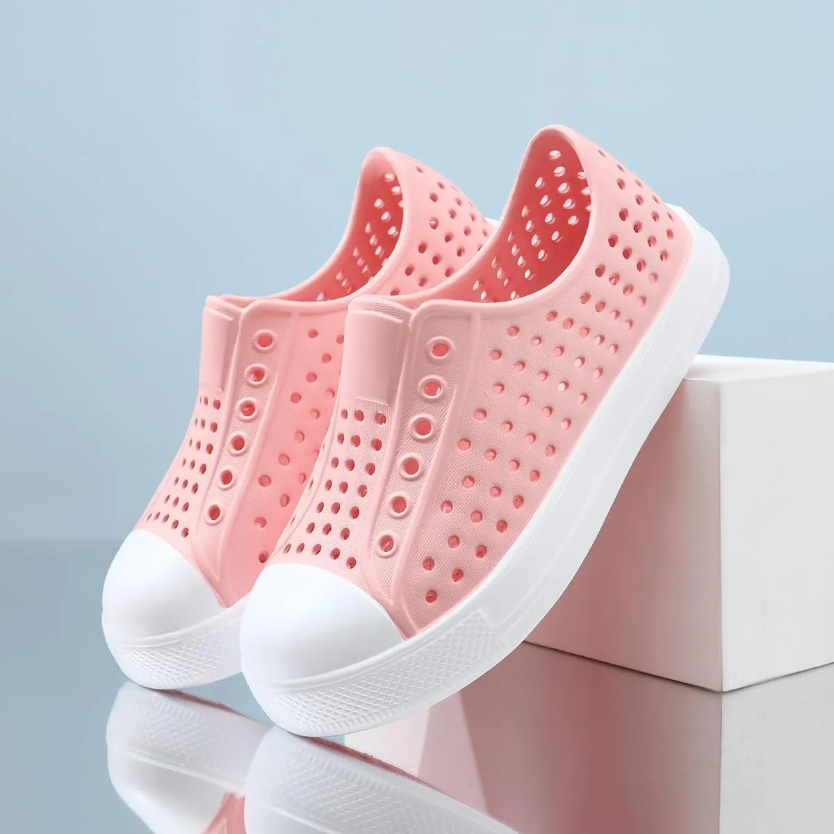 QLZ Toddler Kids Water Shoes for Boys Girls Garden Sandals Rubber Shoes Beach Sneakers, Slip-on Anti-Slip Lightweight Breathable Quick Dry Soft Flexible（Toddler/Little Kid/Big Kid）