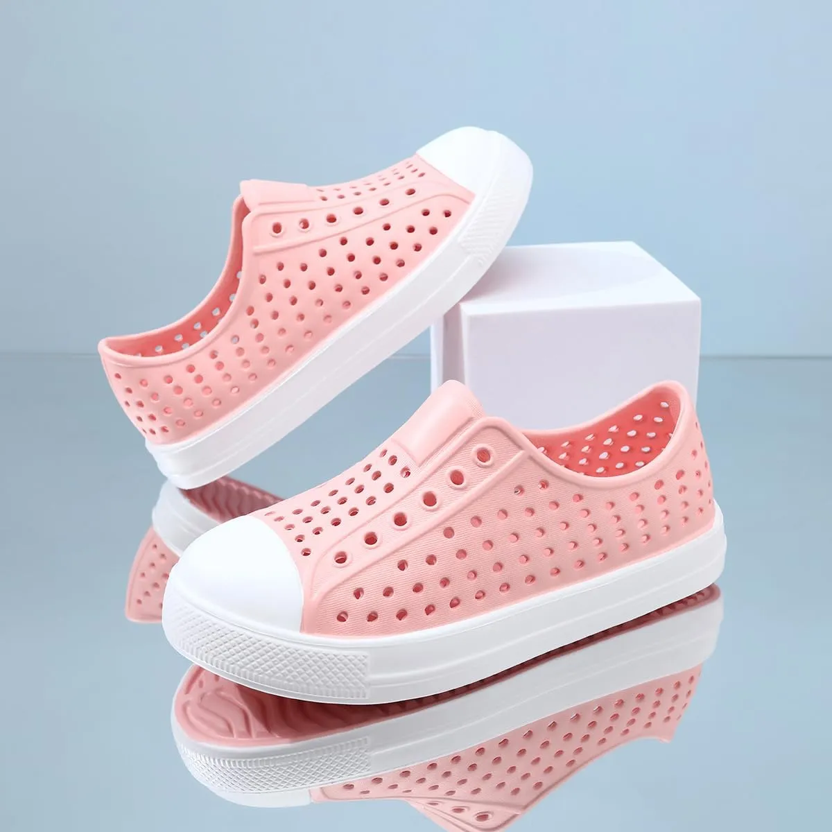 QLZ Toddler Kids Water Shoes for Boys Girls Garden Sandals Rubber Shoes Beach Sneakers, Slip-on Anti-Slip Lightweight Breathable Quick Dry Soft Flexible（Toddler/Little Kid/Big Kid）