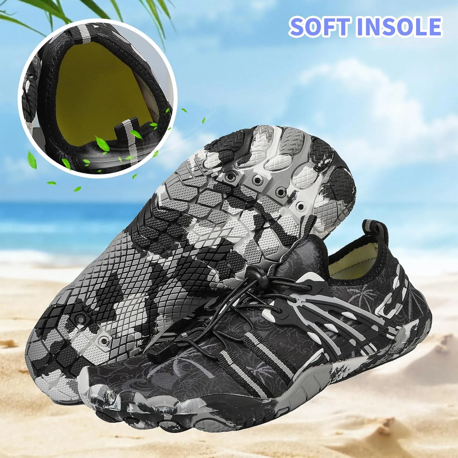 Quick Dry Barefoot Beach & Pool Shoes - Slip-on for Women & Men, Surf, Yoga & Water Sports