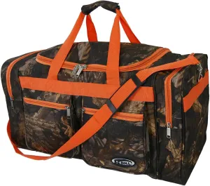 "E-Z Roll" 25" Tree Camouflage Duffel Bag/Travel Bag/Casual Bag/Sports Bag(Orange Trim)