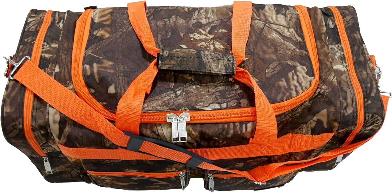 "E-Z Roll" 25" Tree Camouflage Duffel Bag/Travel Bag/Casual Bag/Sports Bag(Orange Trim)