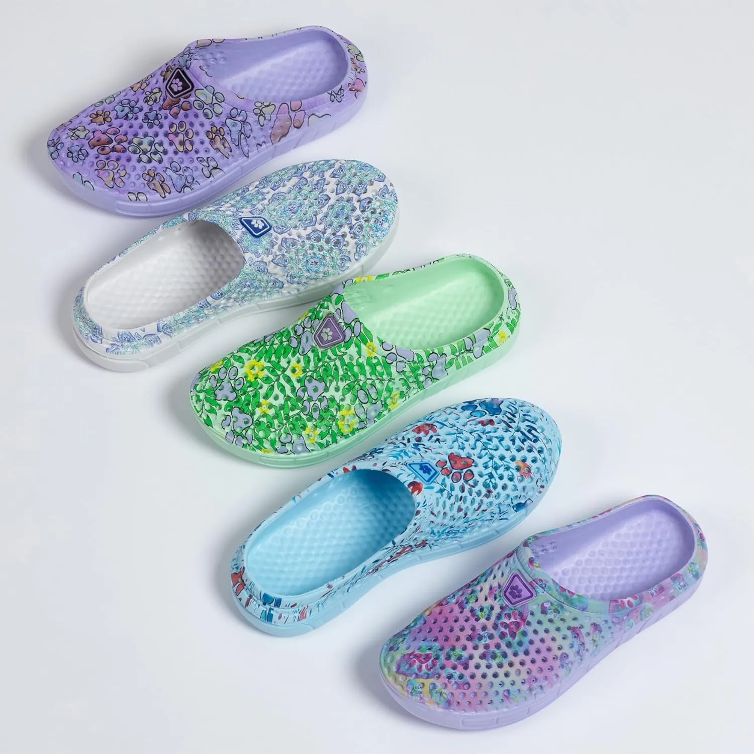 Rainbow Paw Clogs Lightweight Slip On Breathable EVA Water Friendly Quick Dry Durable Animal Lover Shoes Gifts for Women Mom Ladies