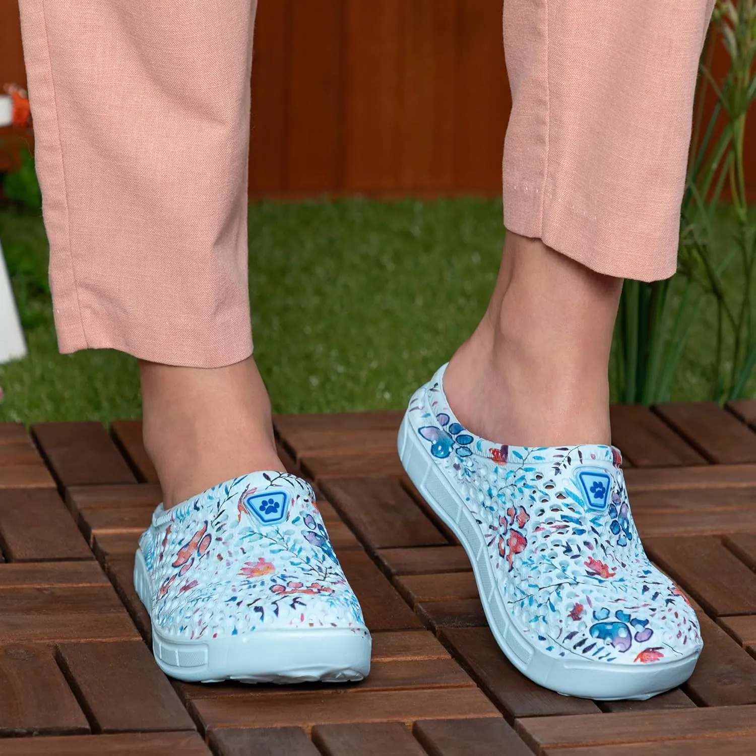 Rainbow Paw Clogs Lightweight Slip On Breathable EVA Water Friendly Quick Dry Durable Animal Lover Shoes Gifts for Women Mom Ladies