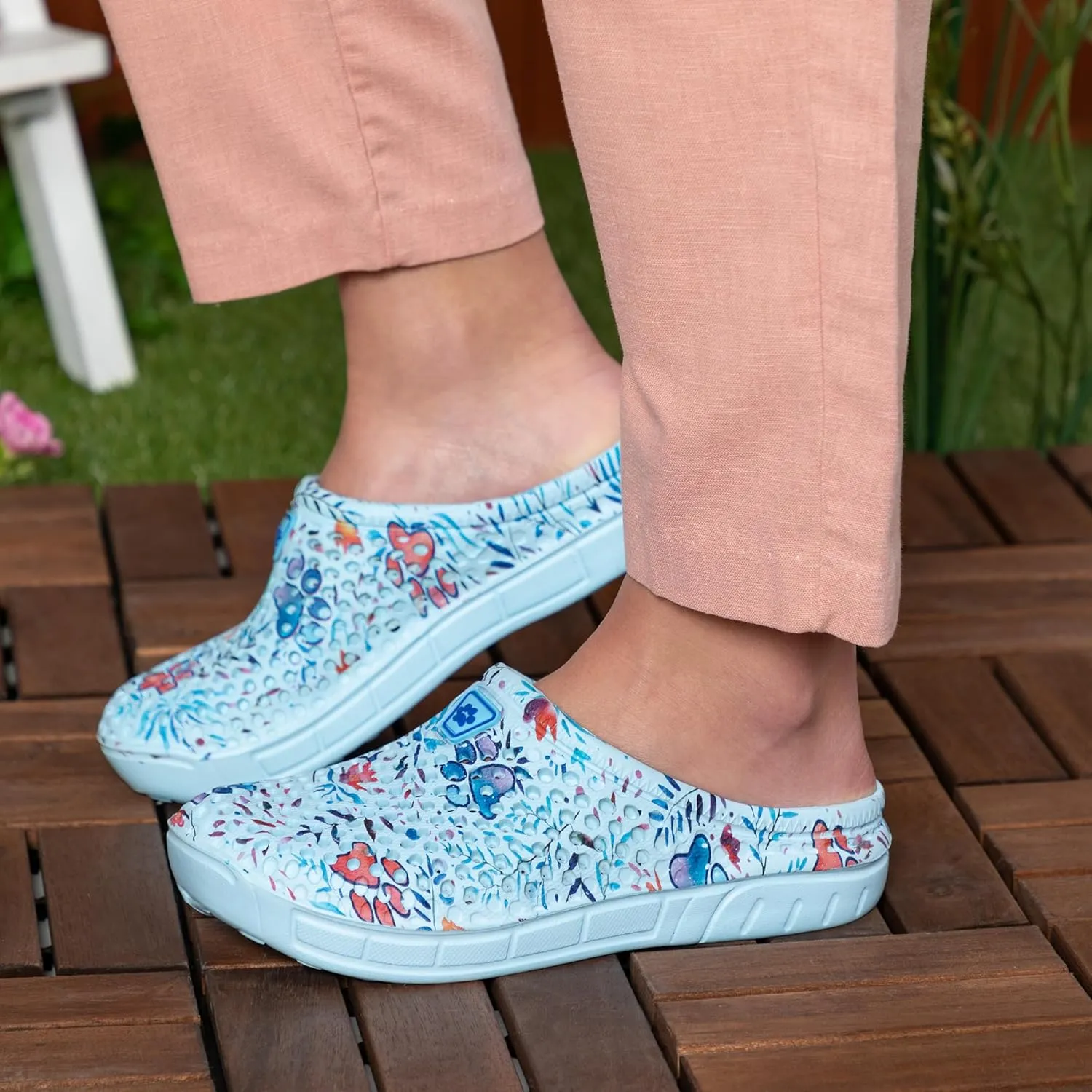Rainbow Paw Clogs Lightweight Slip On Breathable EVA Water Friendly Quick Dry Durable Animal Lover Shoes Gifts for Women Mom Ladies