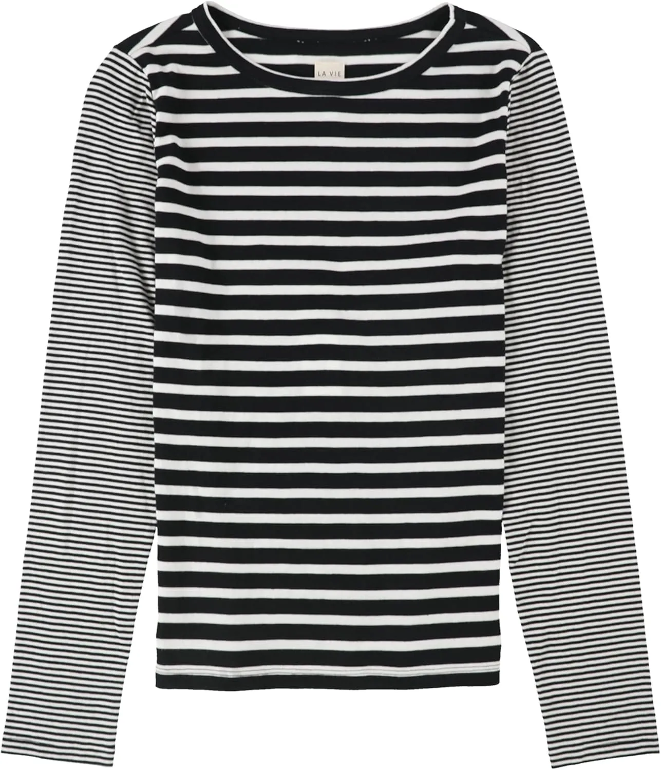 Rebecca Taylor Womens Striped Basic T-Shirt, Black, X-Small