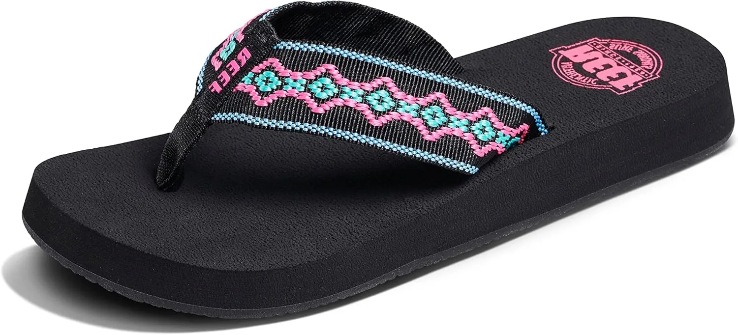 Reef Women's Sandy Flip-Flop, Black Neon, 7