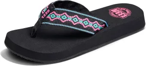 Reef Women's Sandy Flip-Flop, Black Neon, 7