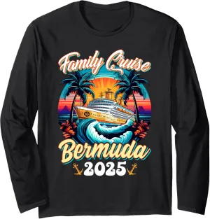 Retro Family Cruise Bermuda 2025 Summer Break Vacation Trips Long Sleeve T-Shirt